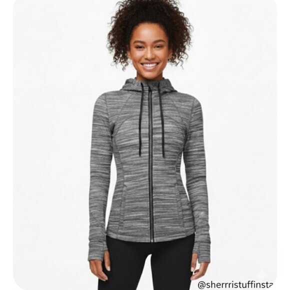 Lululemon Jackets & Blazers - Lululemon Hooded Full Zip Define Jacket Nulu Heathered Black White Black Size 2